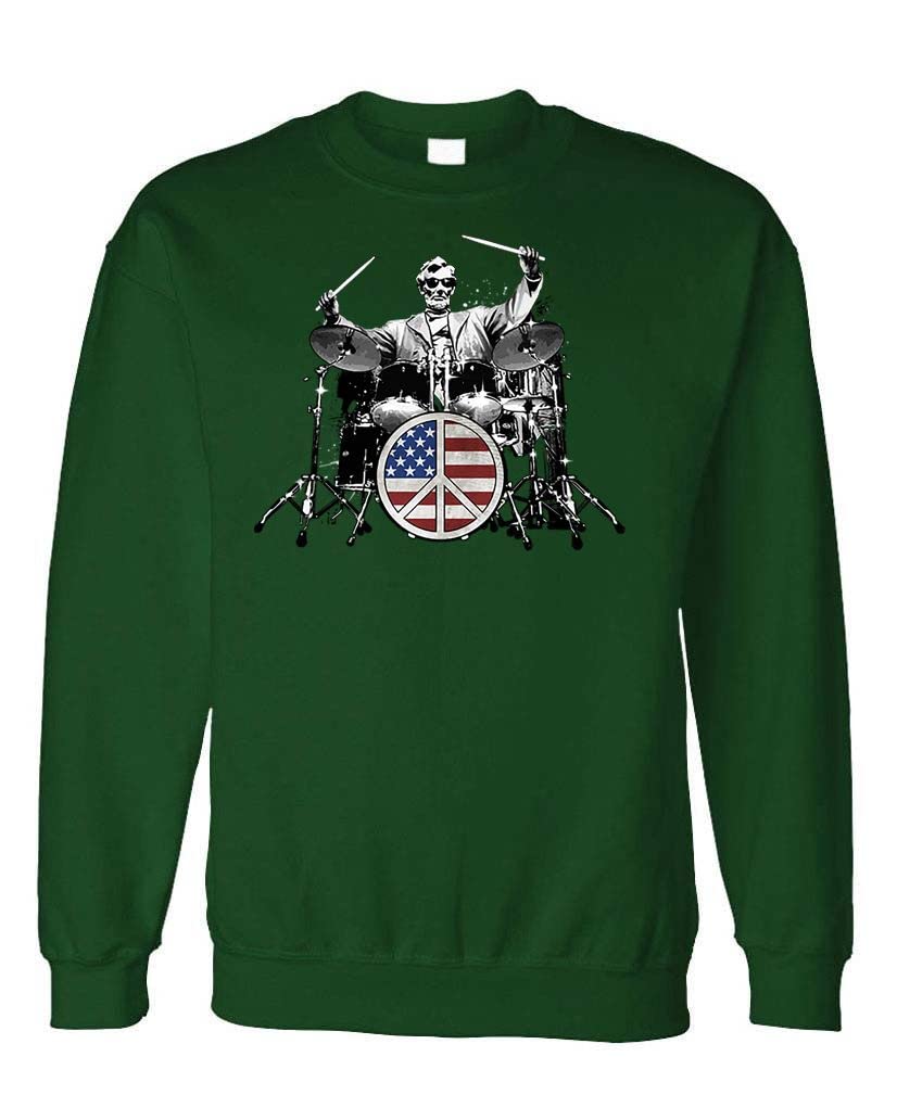 Lincoln on Drums — Forest Green Sweatshirt — front
