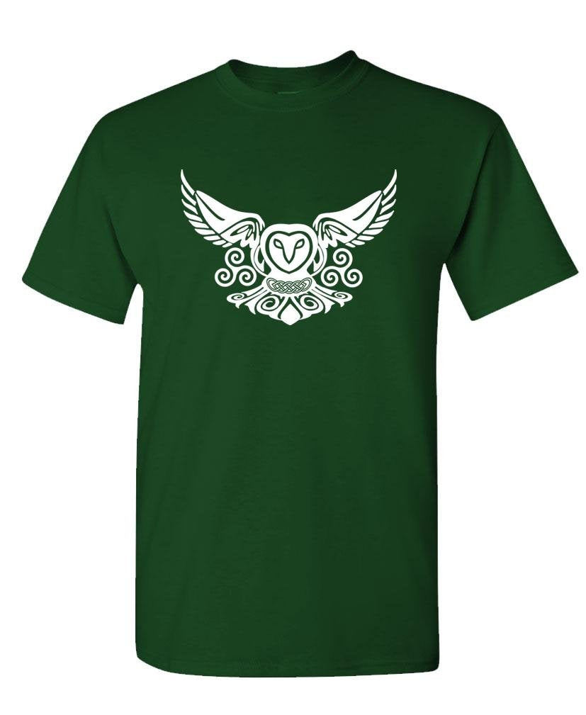 Celtic Owl — Forest Green T-Shirt — front