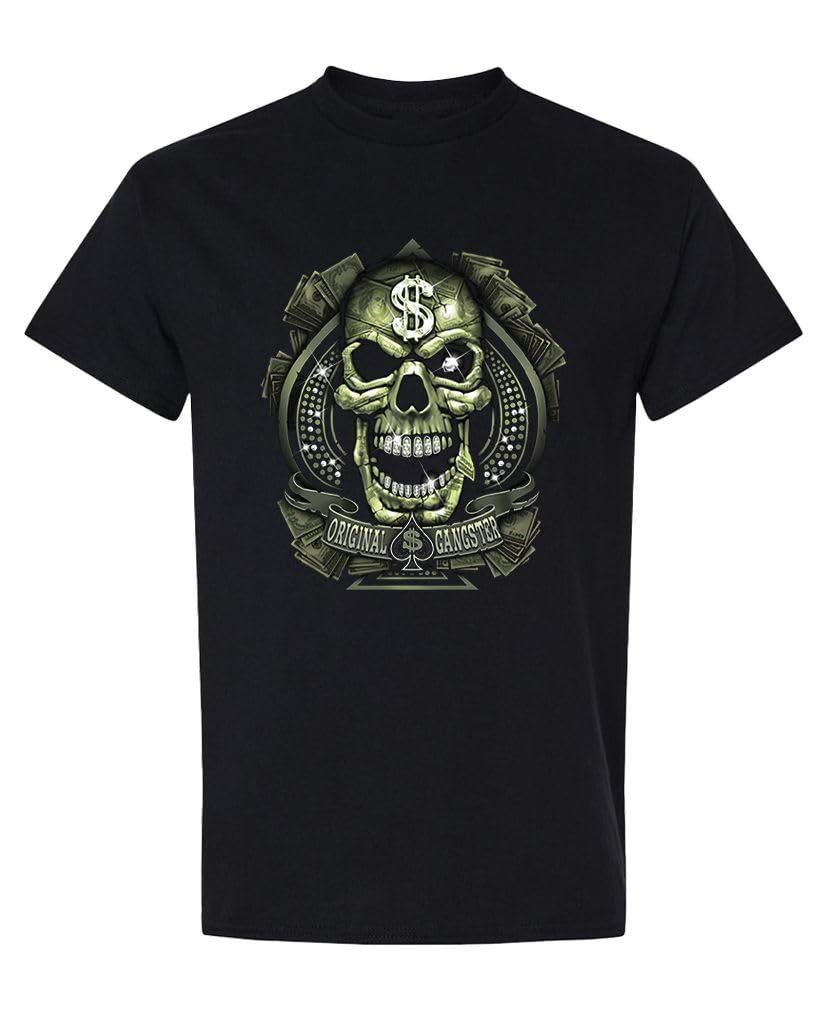 Original Gangster Skull — Black T-Shirt — front