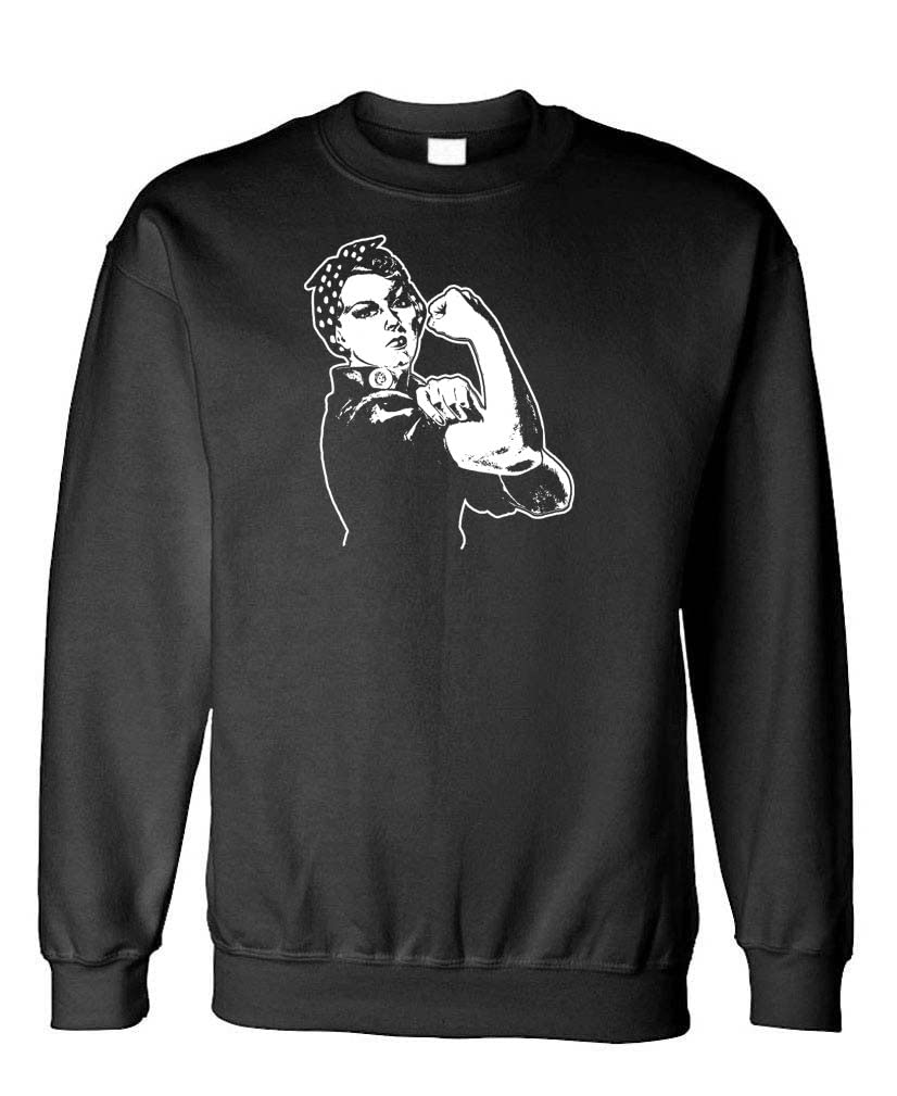 Rosie Riveter Illustration — Black Sweatshirt — front