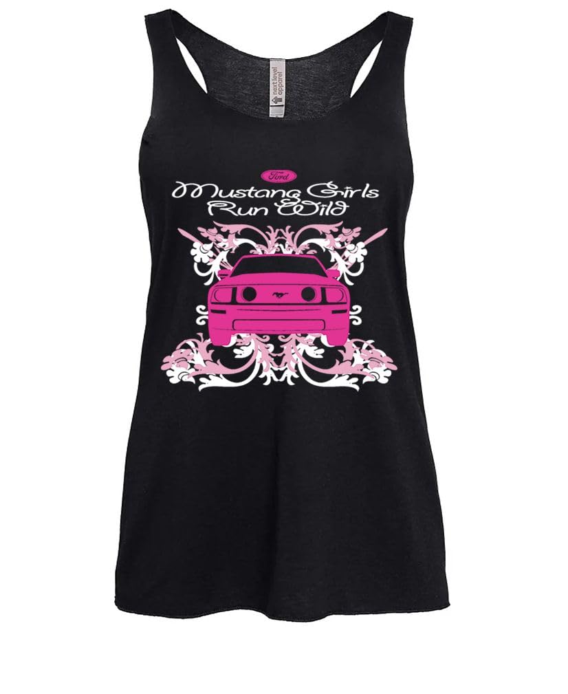 Mustang Girls Run Wild — Black Women's Tank Top — front