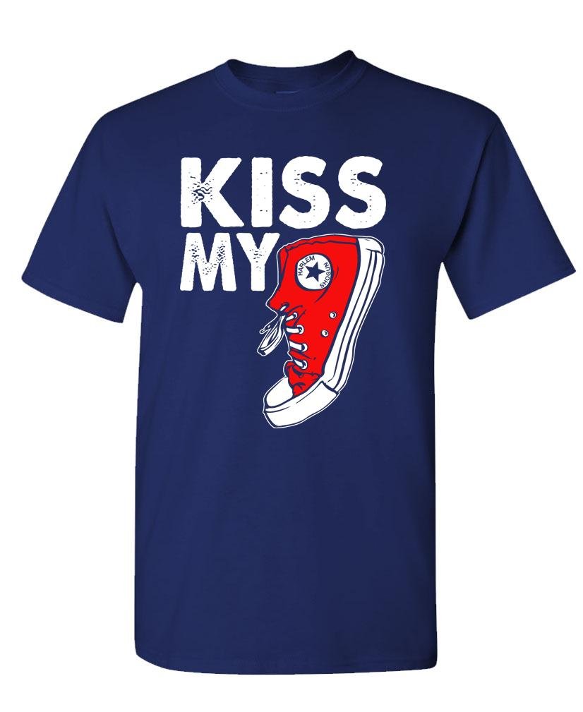 Kiss My Sneaker — Navy T-Shirt — front