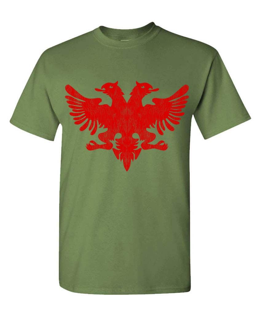 Albanian Double Headed Eagle — Military Green T-Shirt — rear