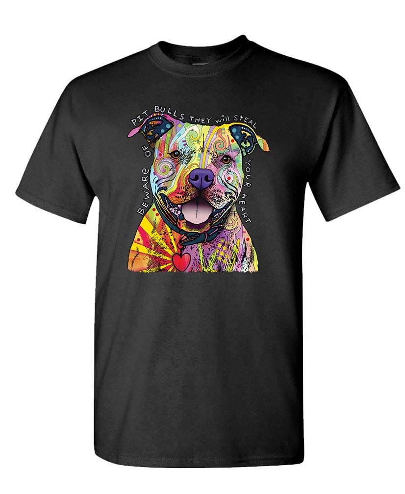 Beware of Pit Bulls — Black T-Shirt — front