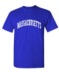 Massachusetts Collegiate Letters — Royal Blue T-Shirt — front