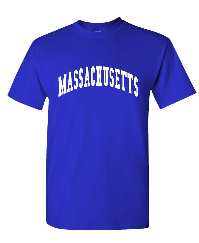 Massachusetts Collegiate Letters — Royal Blue T-Shirt — front