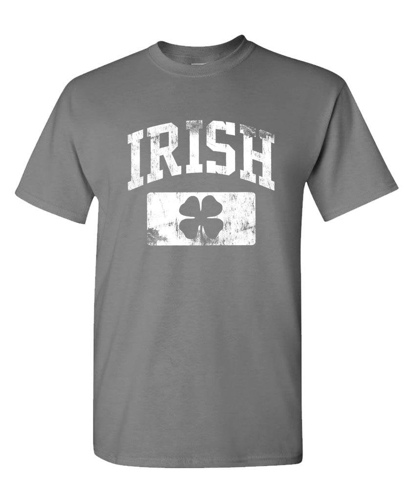 Irish Shamrock Distressed White — Charcoal T-Shirt — front