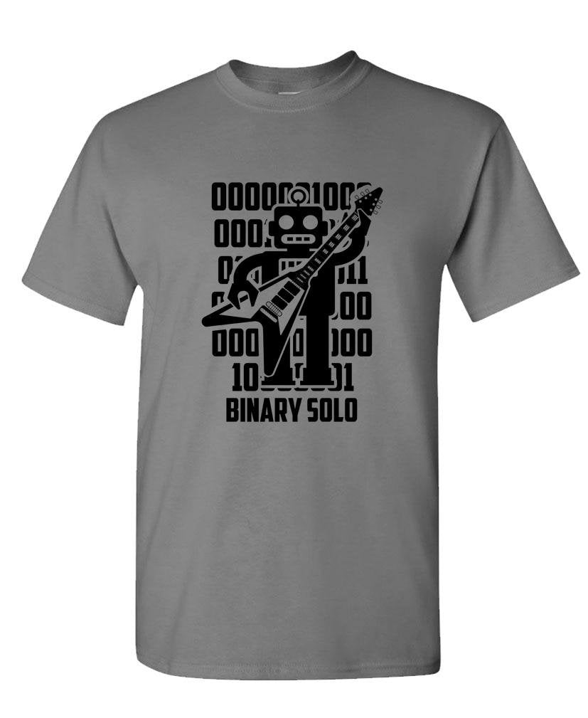 Binary Solo Robot Guitar — Charcoal T-Shirt — front