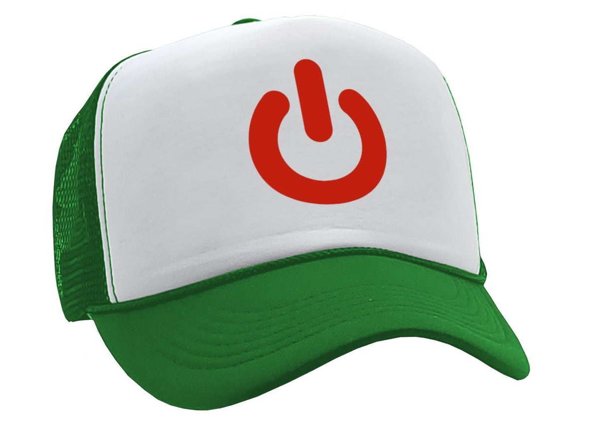 Power Button — Green Trucker Hat — front