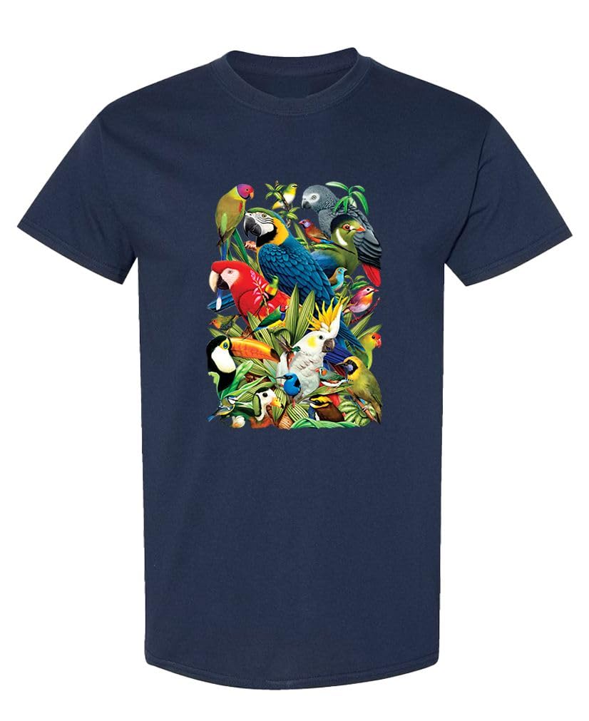 Tropical Birds — Navy T-Shirt — front
