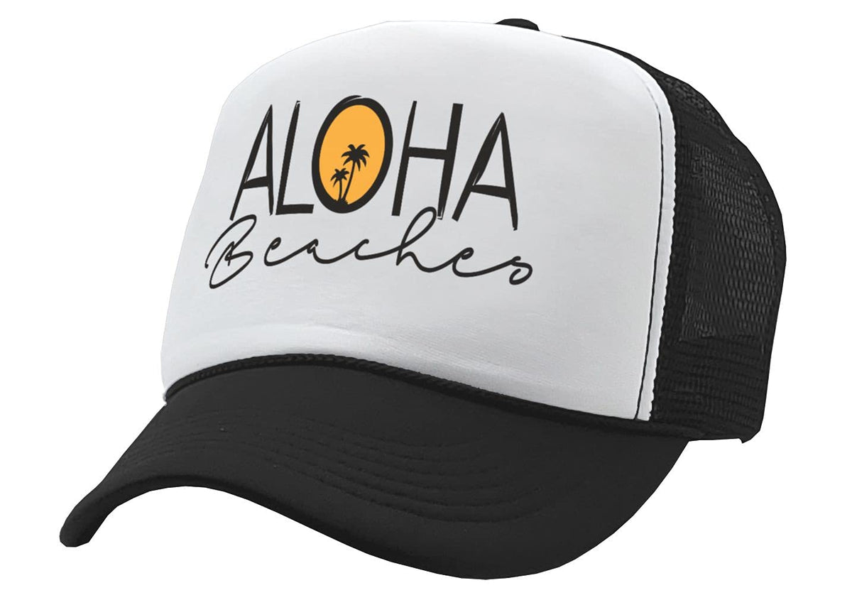 Aloha Beaches — Black Trucker Hat — front