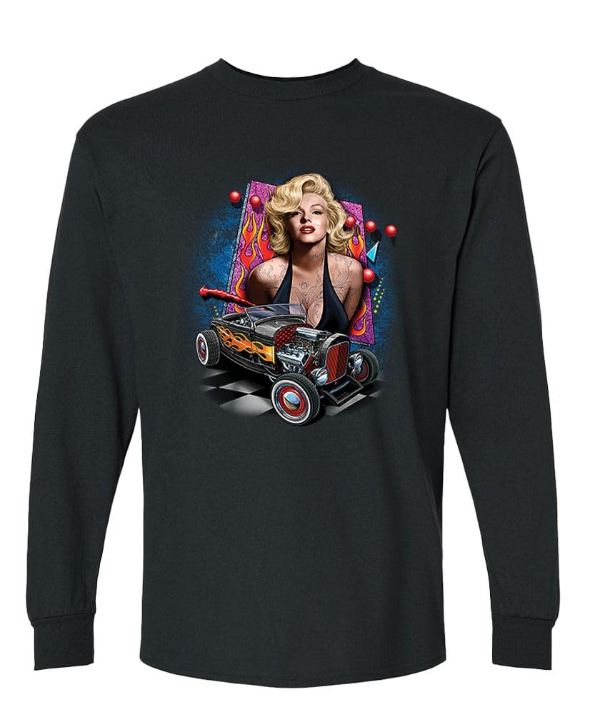 Marilyn Hot Rod — Black Long Sleeve T-Shirt — front