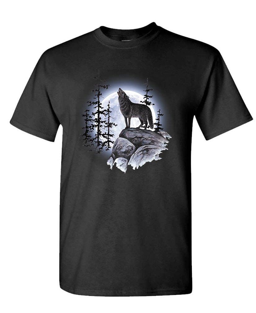 Howling Wolf Moon — Black T-Shirt — front