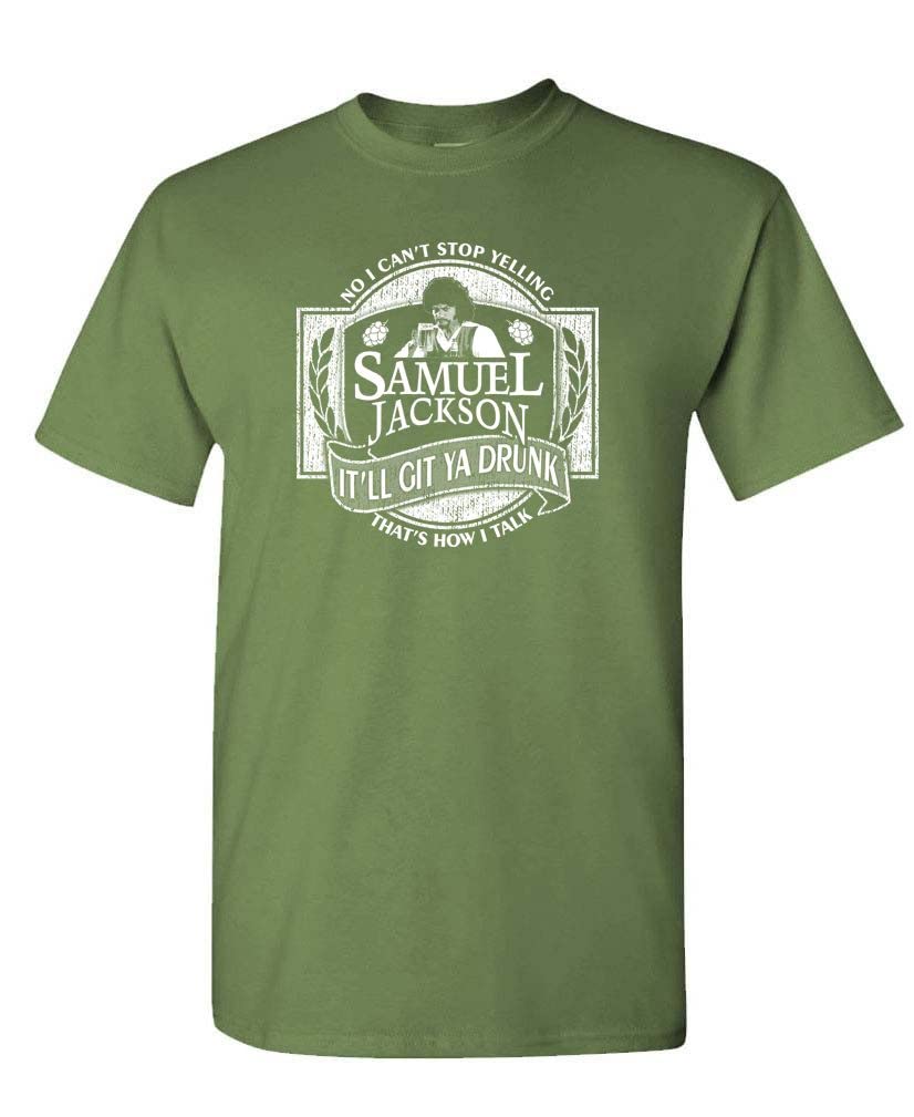 Samuel Jackson Beer — Military Green T-Shirt — front