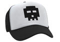 8 Bit Skull — Black Trucker Hat — front