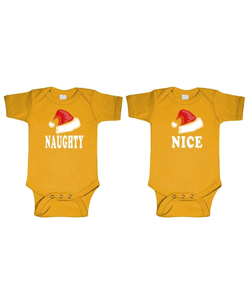 Naughty and Nice — Gold Two Infant Bodysuit Set — front