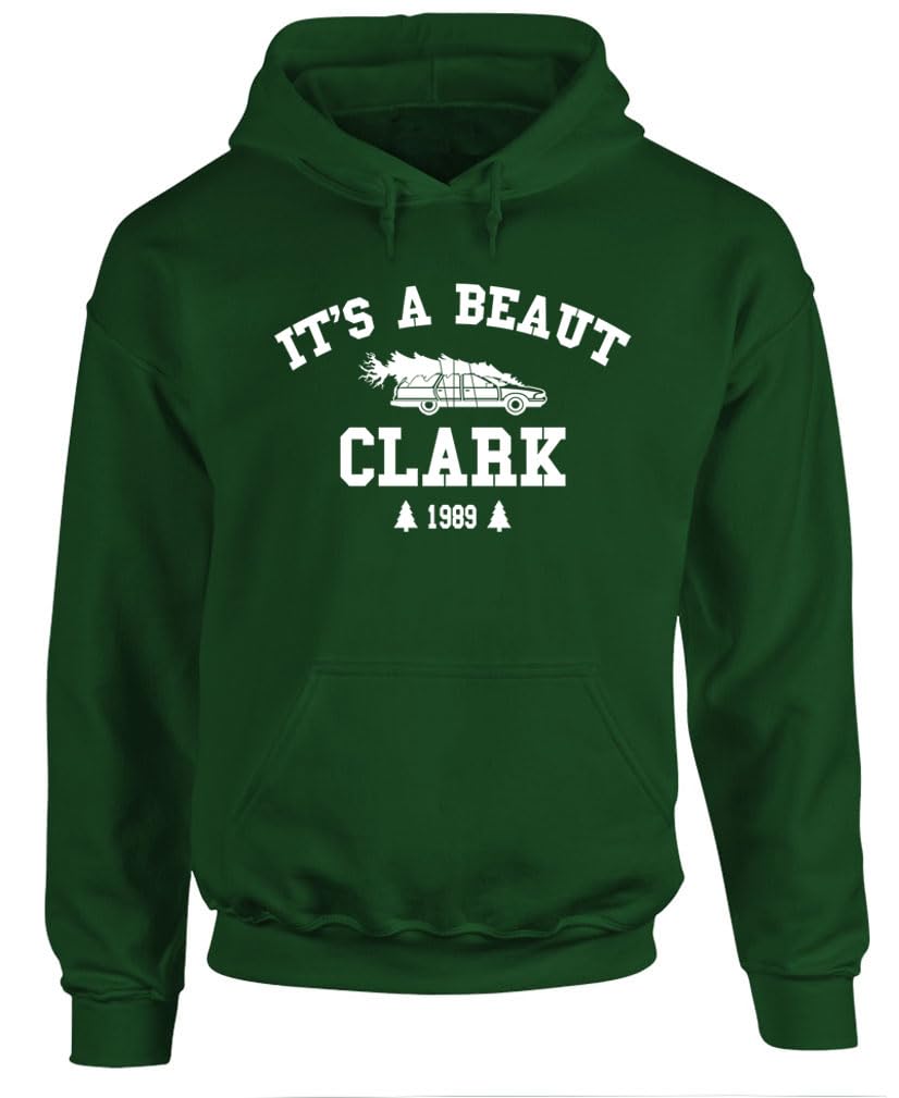 It's a Beaut Clark Funny Christmas Tree — Forest Green Hoodie — front