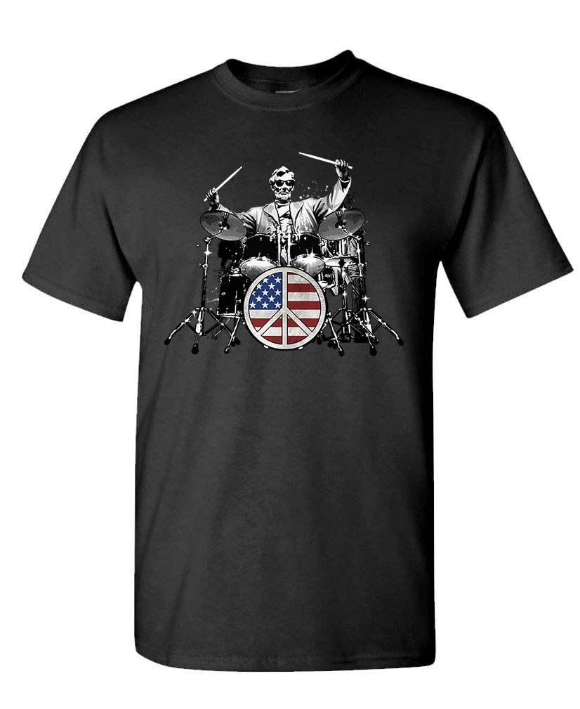 Lincoln on Drums — Black T-Shirt — front