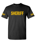 Sheriff Front and Sleeve Print — Black T-Shirt — front
