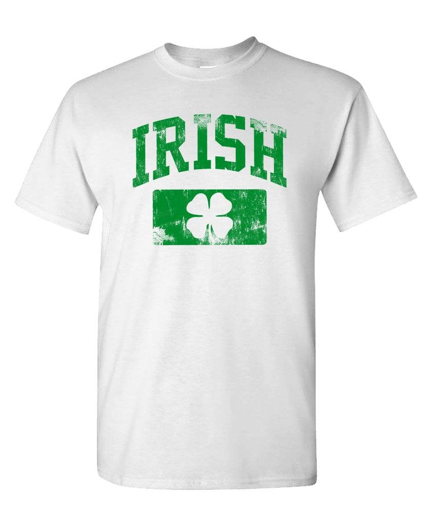 Irish Shamrock Distressed Green — White T-Shirt — front