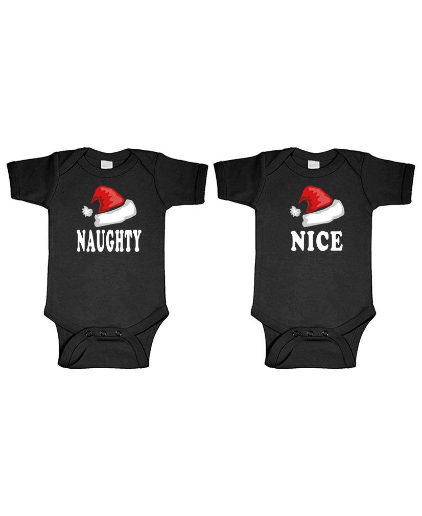 Naughty and Nice — Black Two Infant Bodysuit Set — front