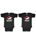 Naughty and Nice — Black Two Infant Bodysuit Set — front