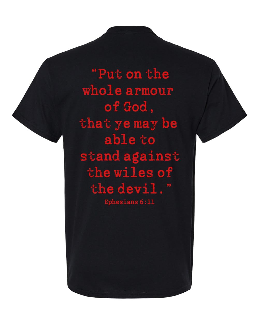 Knights Templar Cross Ephesians 6:11 — Black T-Shirt — rear view 1