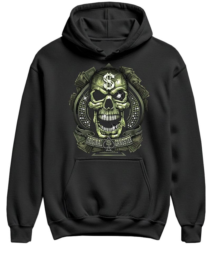 Original Gangster Skull — Black Hoodie — front