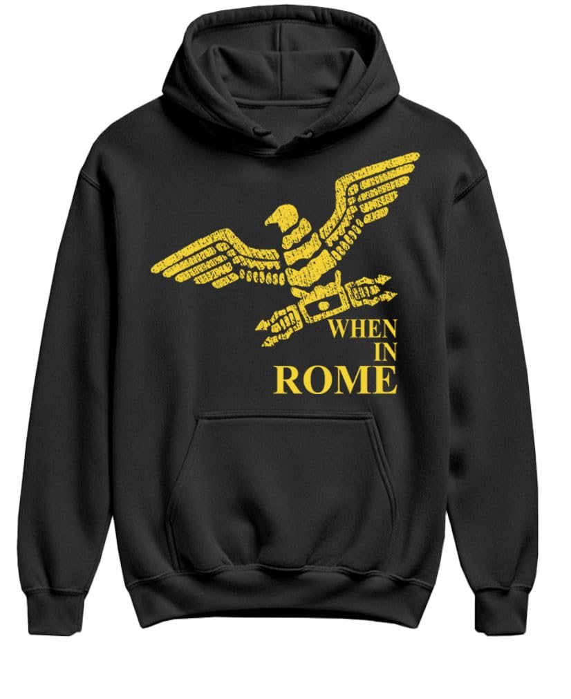 When in Rome Eagle — Black Hoodie — front
