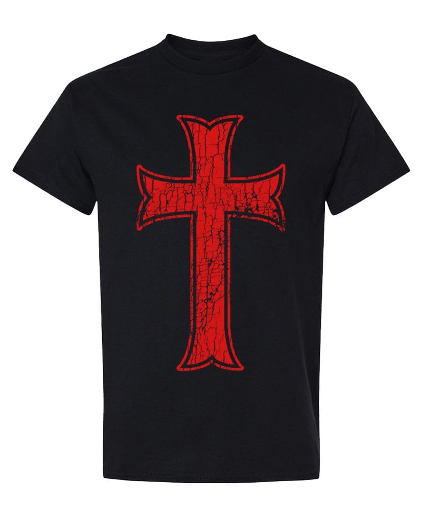 Knights Templar Cross Ephesians 6:11 — Black T-Shirt — front