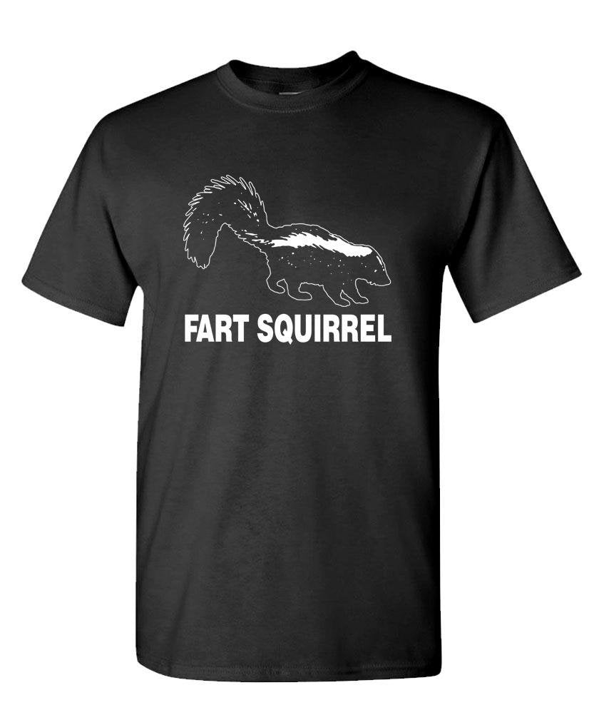 Fart Squirrel Skunk — Black T-Shirt — front