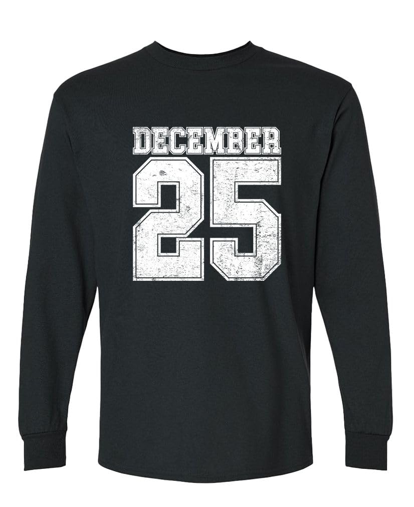 December 25 White Jersey — Black Long Sleeve T-Shirt — front