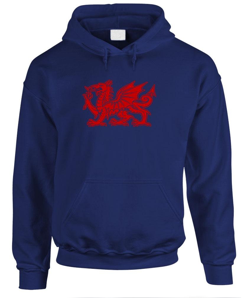 Red Welsh Dragon — Navy Hoodie — front