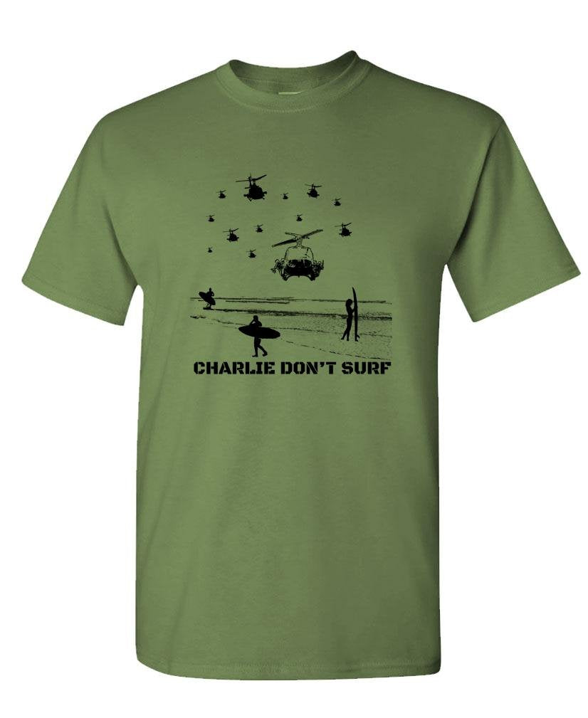 Charlie Don't Surf — Military Green T-Shirt — front