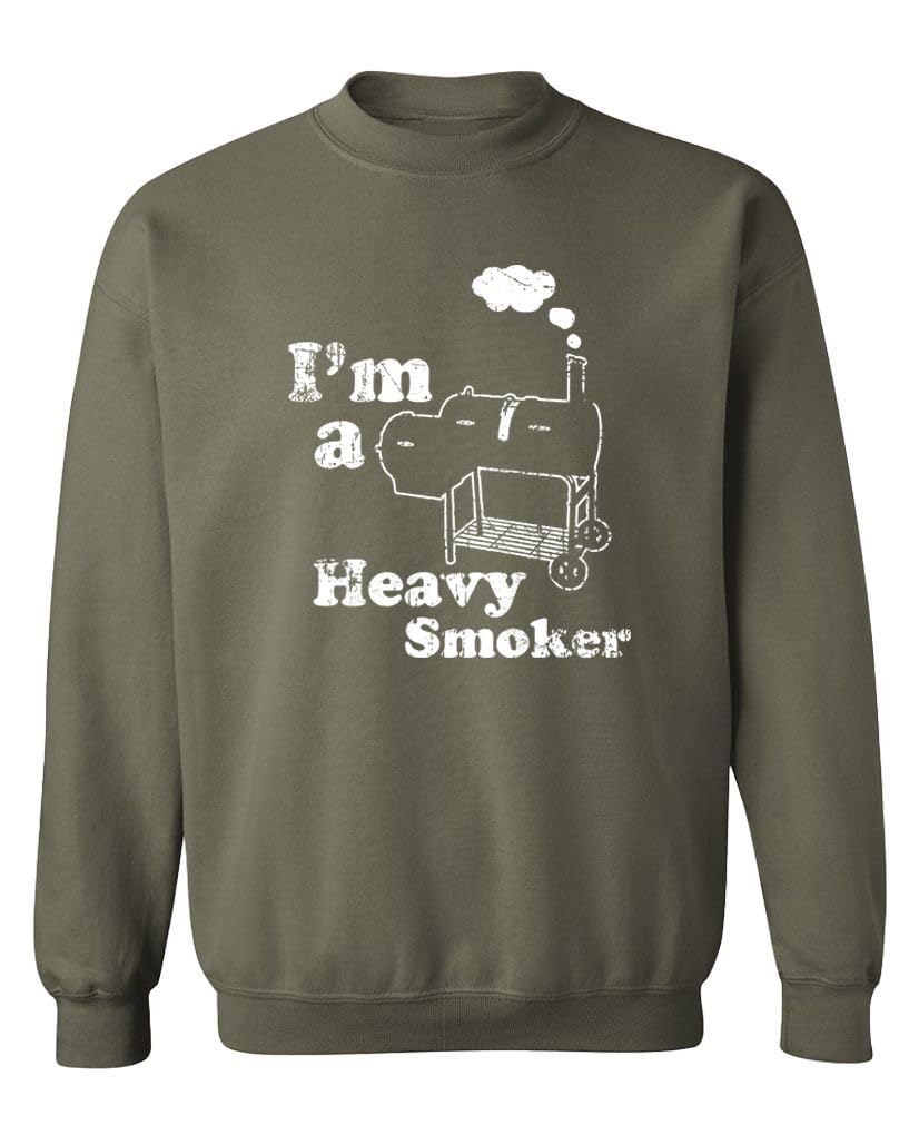 I'm a Heavy Smoker BBQ — Military Green Sweatshirt — front