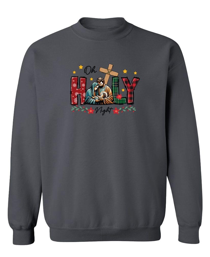 Oh Holy Night Nativity — Charcoal Sweatshirt — front
