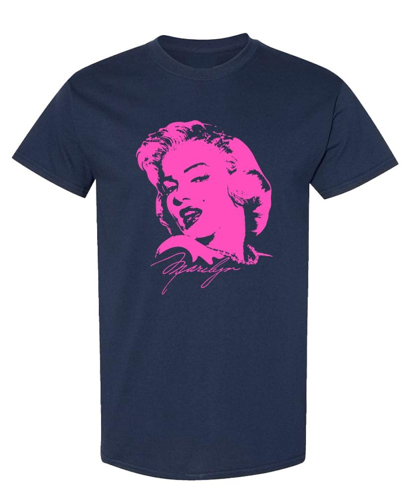 Pink Hollywood Portrait — Navy T-Shirt — front