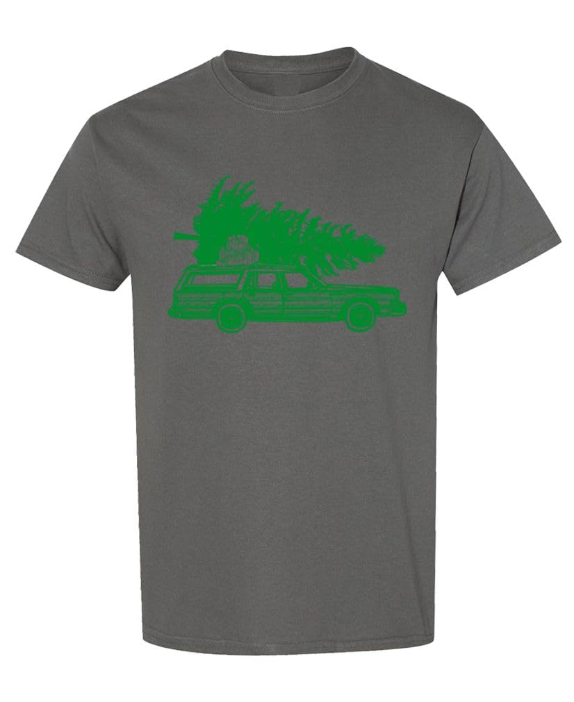 Griswold Station Wagon and Christmas Tree — Charcoal T-Shirt — front