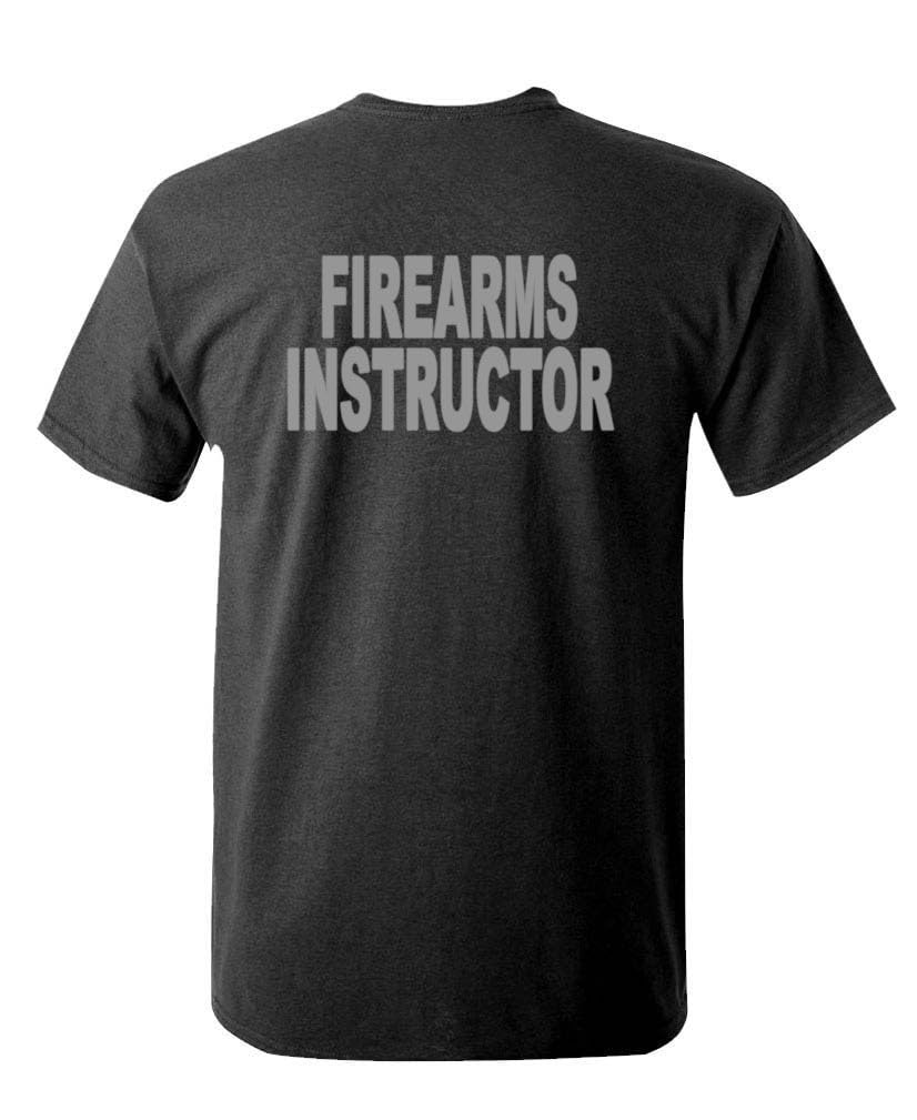 Firearms Instructor Front and Sleeve Print — Black T-Shirt — back 1