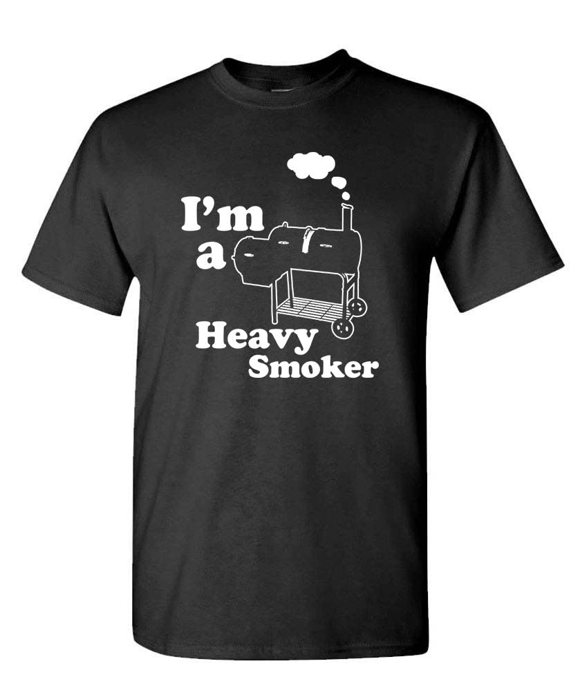 I'm a Heavy Smoker BBQ — Black T-Shirt — front