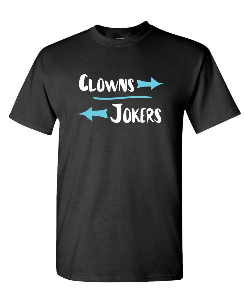 Clowns and Jokers Arrows — Black T-Shirt — front