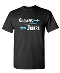 Clowns and Jokers Arrows — Black T-Shirt — front