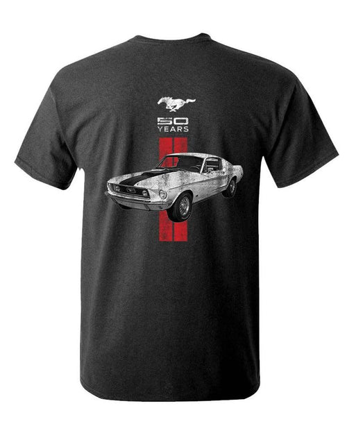50 Years of Ford Mustang — Black T-Shirt — rear view 1