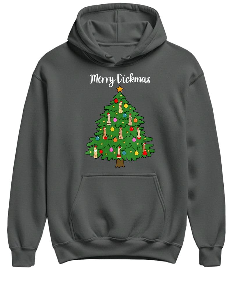 Merry Dickmas — Charcoal Hoodie — rear