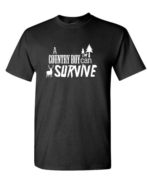 A Country Boy Can Survive — Black T-Shirt — front
