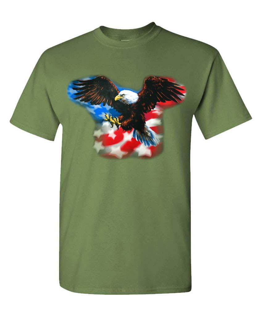 American Flag Eagle — Military Green T-Shirt — front