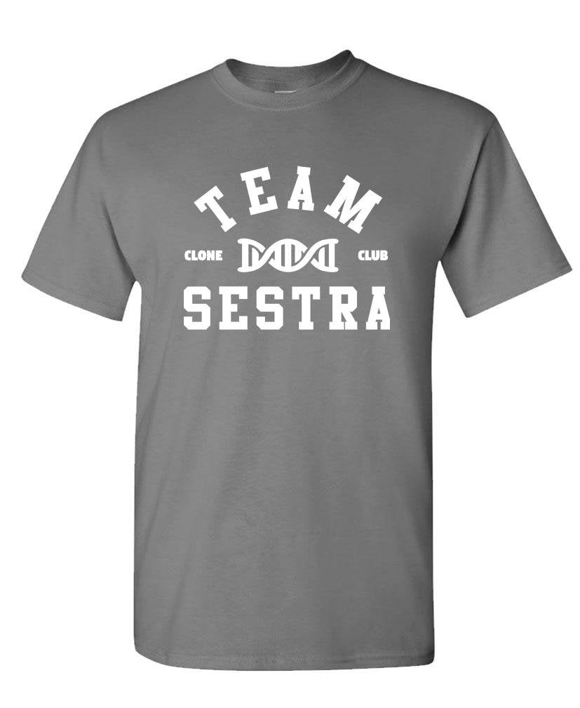 Team Sestra Clone Club — Charcoal T-Shirt — front