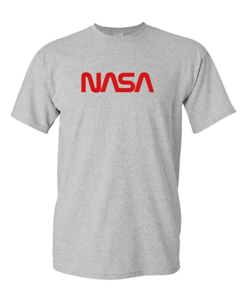 NASA Red Worm Lettering — Sport Gray T-Shirt — front