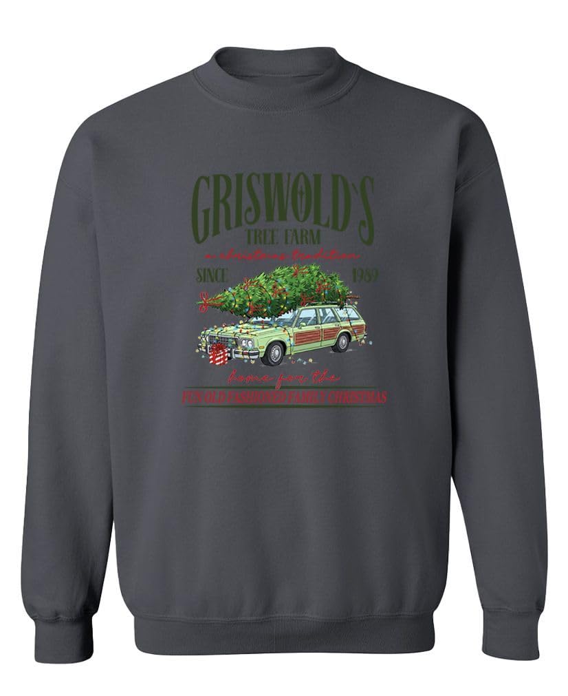 Hilarious Griswold's Tree Farm Christmas — Charcoal Sweatshirt — front