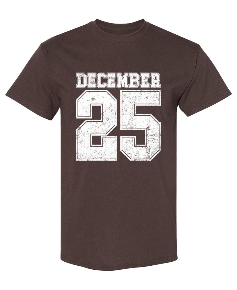 December 25 White Jersey — Chocolate T-Shirt — front